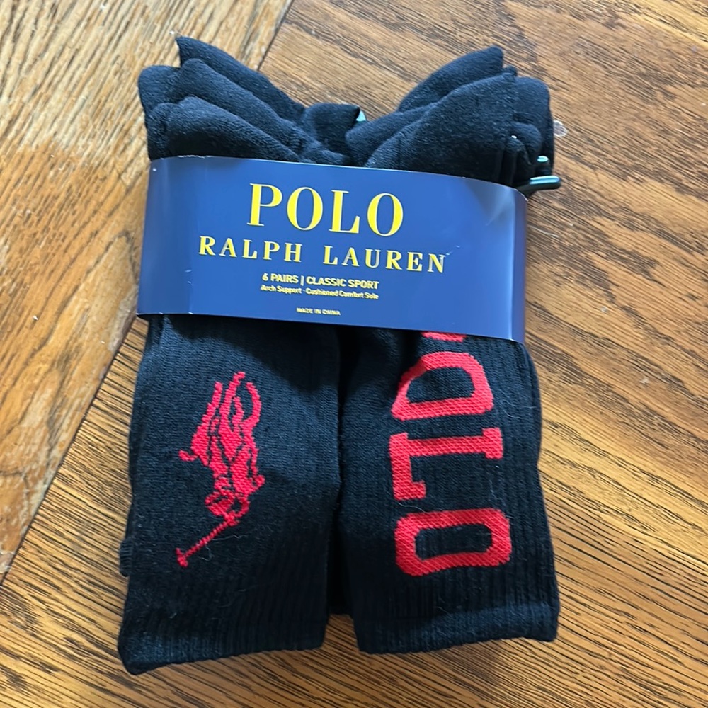 Polo Ralph Lauren Men’s Black Classic Sport Socks-6 pairs